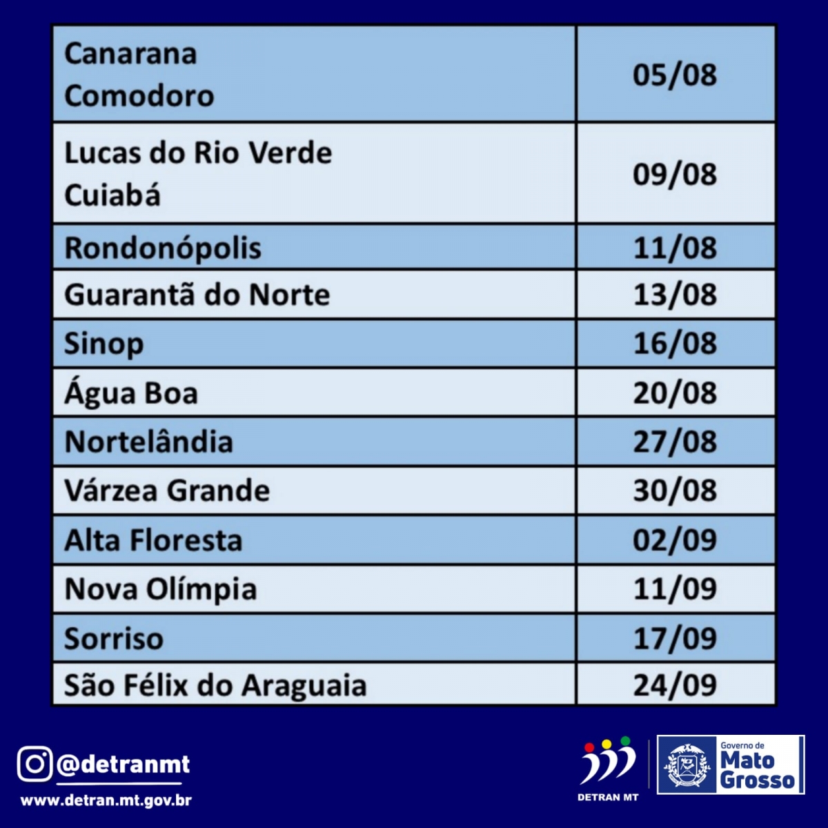 Calendrio de provas