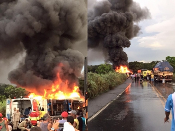 Batida frontal entre carreta e nibus deixa 5 mortos e 25 feridos na BR-163 prximo  Jangada