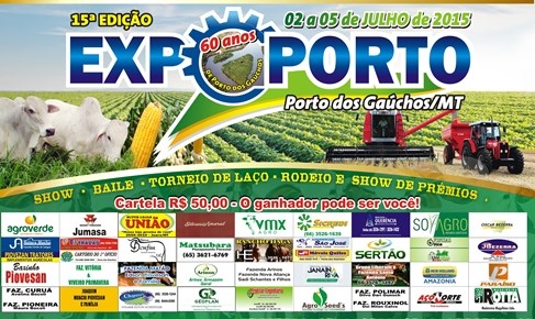 Show de prmios da 15 Expoporto vai sortear 01 Carro, 01 Moto e mais 04 prmios. Cartelas custam R$ 50,00.