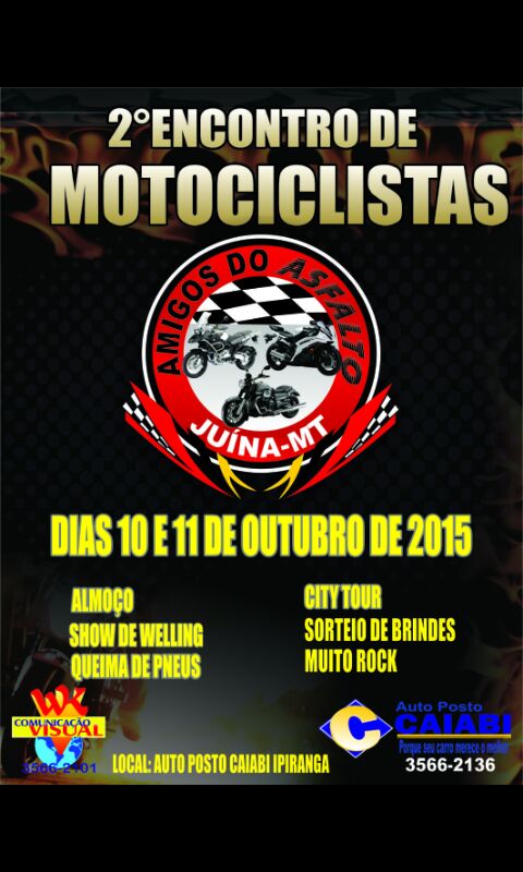 Prximo encontro de motociclistas ser em Juna nos dias 10 e 11 de outubro.