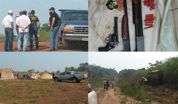 Justia cumpre mandado em fazenda de Juara, localiza armas e apreende suspeitos.