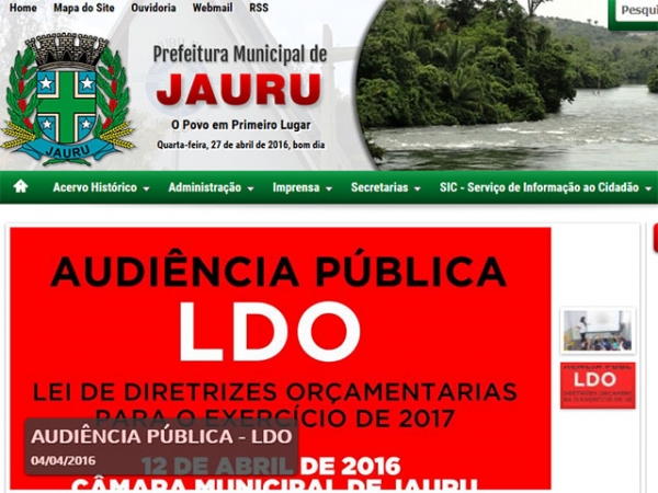 Link para a Cmara no site da prefeitura de Juara leva para site de Jauru.