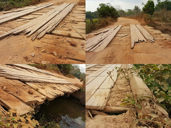 Pontes danificadas do setor de chcaras Bom Sucesso oferecem risco aos usurios.