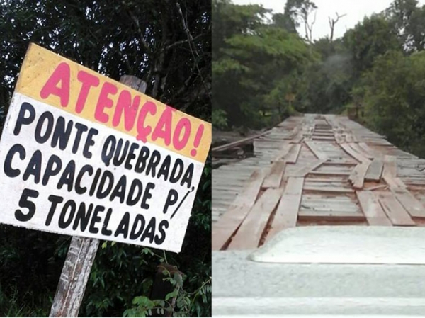 Ponte sobre o Rio dos Peixes em Itapaiuna est limitada para 5 toneladas.