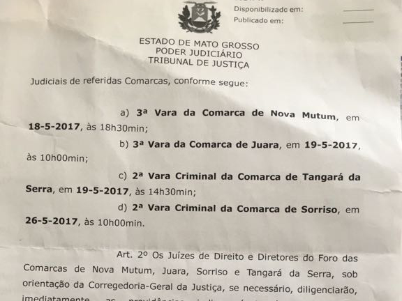 Agora  oficial: Tribunal de Justia cria 3 Vara na Comarca de Juara.