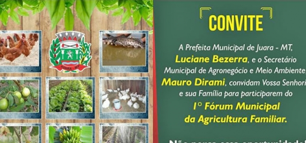 Inscries para 1 Frum Municipal da Agricultura Familiar devem ser feitas no dia do evento