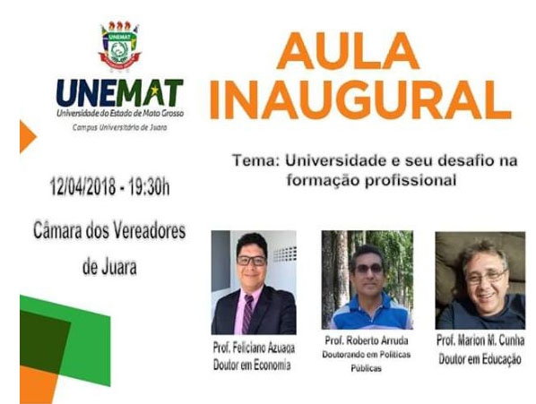 A Unemat, Campus de Juara realiza aula inaugural nessa quinta-feira, 12 de abril.