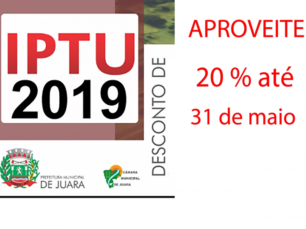 Pagamento do IPTU com desconto de 20% pode ser efetuado at o dia 31 de maio.