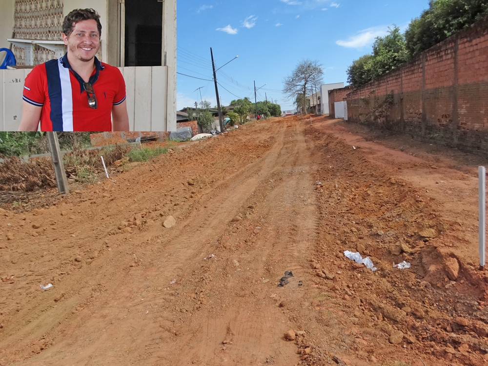 Vereador Flvio Valrio cobra caminho pipa para molhar ruas que esto sendo preparadas para asfalto.