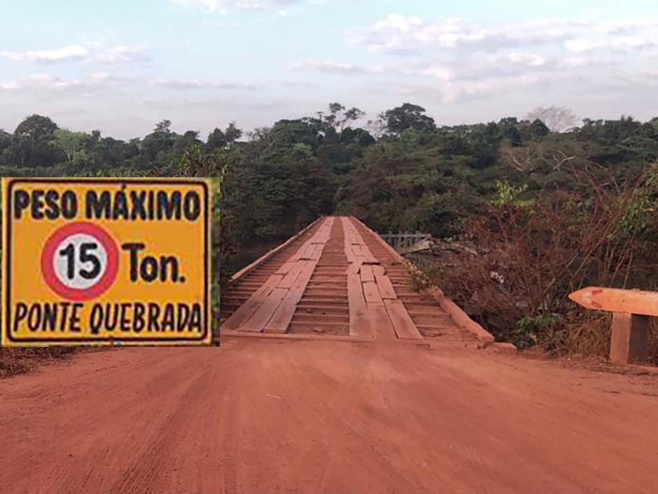 Ponte sobre o Rio dos Peixes na estrada de Paranorte tem srios problemas em sua estrutura.