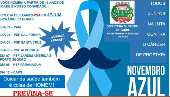 Campanha Novembro Azul comea nessa sexta-feira, dia 01/11