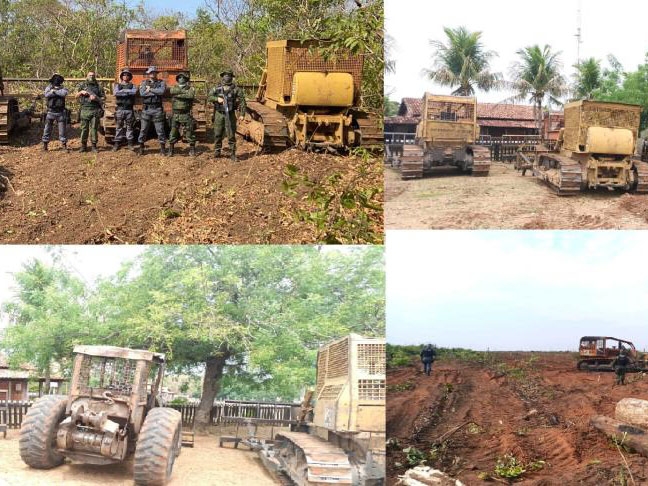 Batalho Ambiental identifica desmatamento ilegal em fazenda embargada e apreende cinco tratores