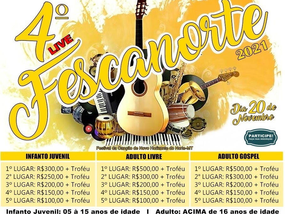 4 Festival da Cano de Novo Horizonte do Norte acontece neste sbado, dia 20 de novembro