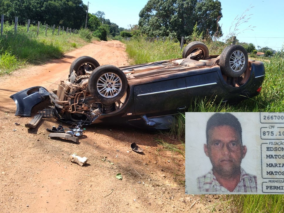 Homem de 46 anos tem brao arrancado na altura do ombro em capotamento de carro em Juara.