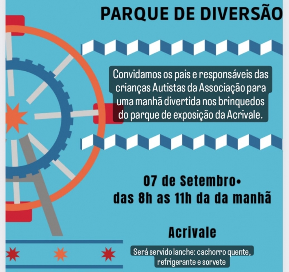 Crianas e jovens Autistas de Juara iro se divertir no Parque de Diverses da ACRIVALE.