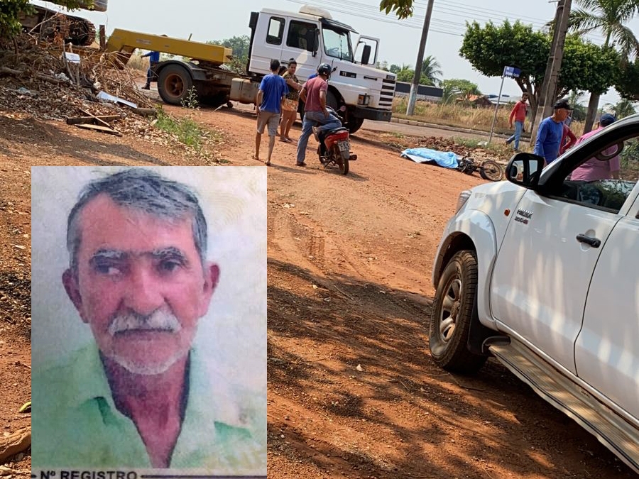 Idoso tem cabea esmagada por carreta prancha em Novo Horizonte do Norte.