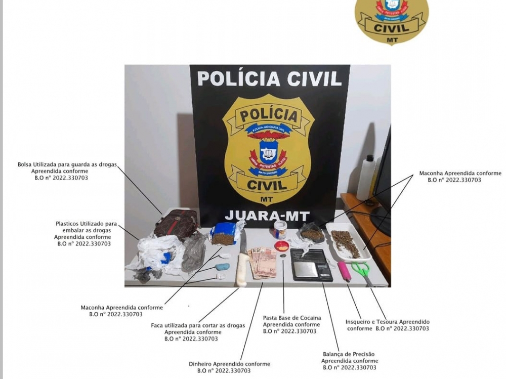 PJC prende dois elementos por trfico de drogas em Juara.