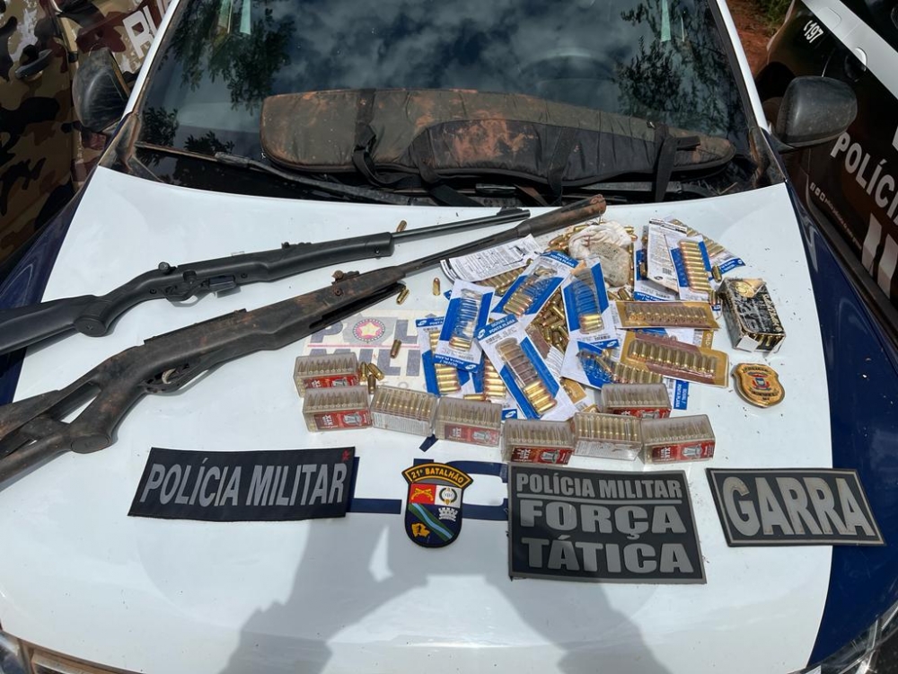 Polcias Militar e Civil recuperam armas e munies furtadas em fazenda de Juara e prendem um suspeito.