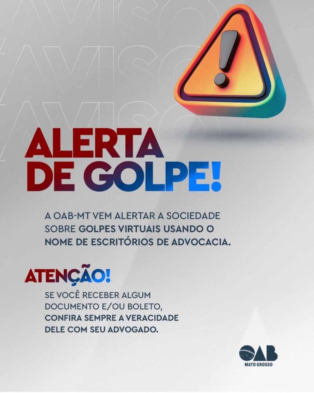 OAB alerta para golpes virtuais usando nome de escritrios de advocacia e advogados de Juara.