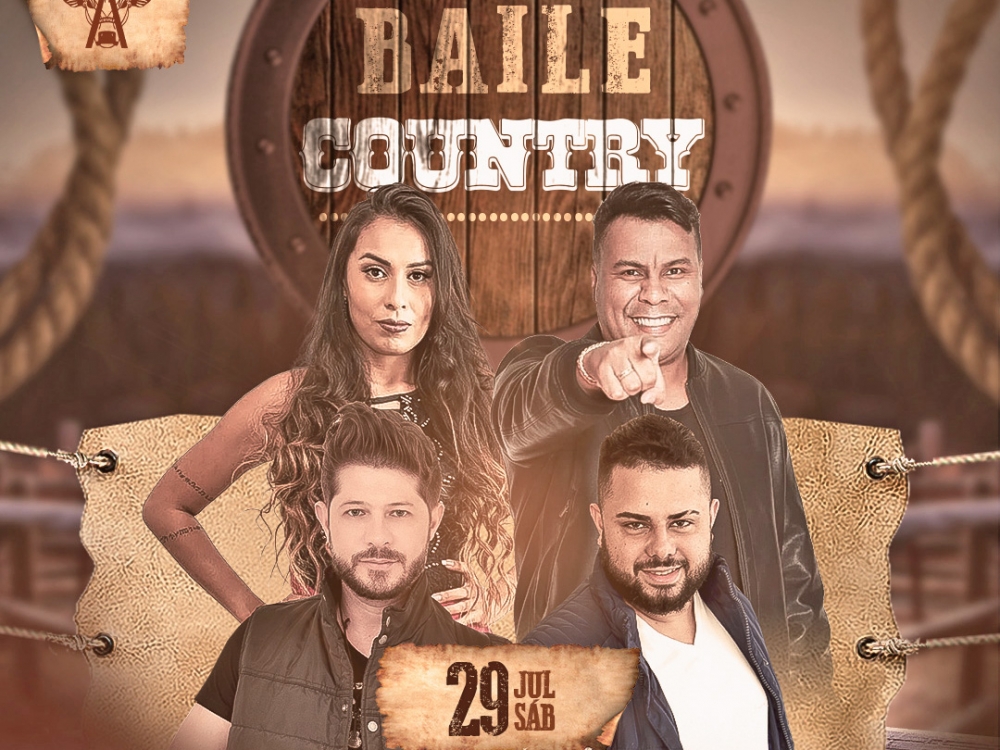 Baile Country, dia 29 de julho, aps a escolha da rainha com muita msica e diverso no Salo de Festas da Acrivale.