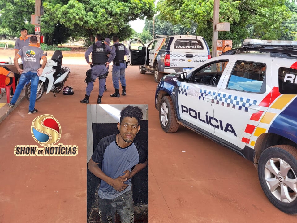 Assaltante resiste a priso, mas acaba algemado e levado para a Delpol de Porto dos Gachos.