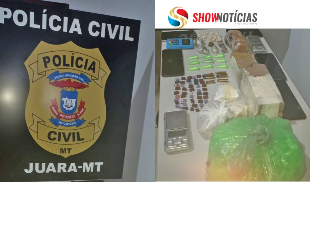 Polcia Civil de Juara prende casal de traficantes com grande quantidade de drogas em seu poder.