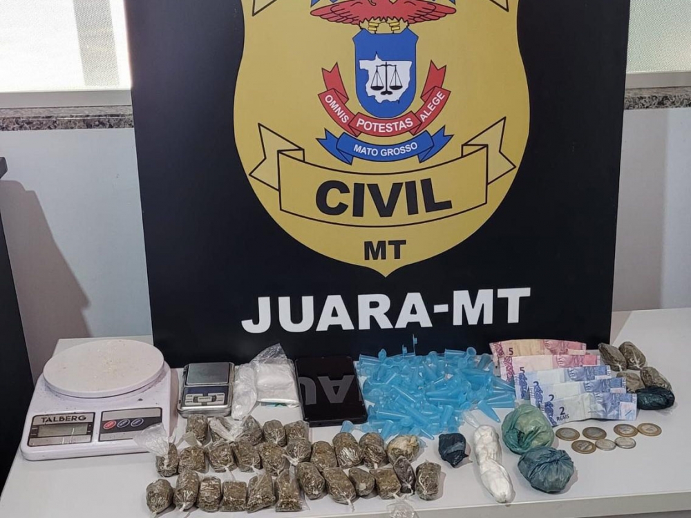 Polcia Civil de Juara prende jovem de 18 anos por envolvimento com trfico de drogas e apreende quase 400 GS de drogas