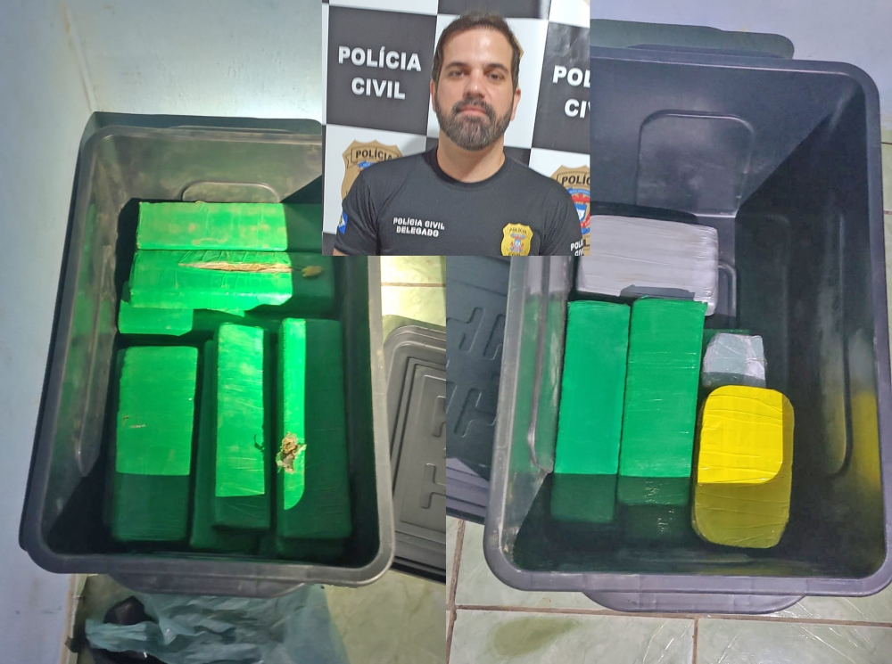 Polcia Civil apreende cerca de 24 kg de drogas pesadas com traficante de Tangar da Serra preso em Juara.