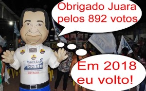 Mauro Savi manda boneco agradecer os votos de Juara e diz que volta em 2020.