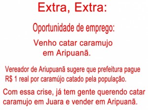 Oportunidade de emprego: vdnha catar caramujo em Aripuanã