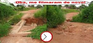 Ponte da Rua Boa Vista continua quebrada e mato já toma conta.